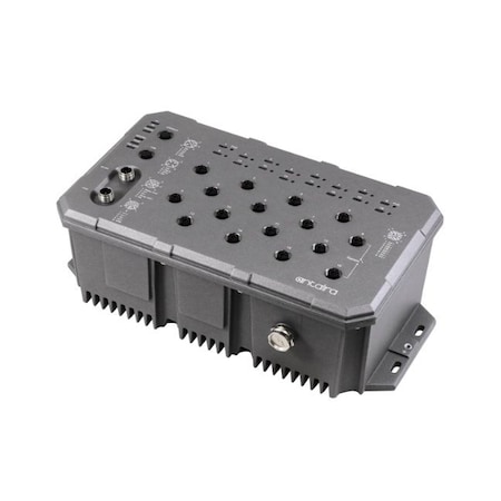 Antaira 16-Port Industrial M12 IP67 Waterproof Gigabit PoE+ Layer 3 Managed Switch LMP-1600G-M12-67-24